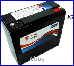 2x 12V 24Ah Lithium golf trolley battery, replaces 22Ah, extra distance, TN24