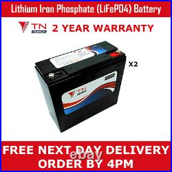 2x 12V 24Ah Lithium golf trolley battery, replaces 22Ah, light weight, TN24