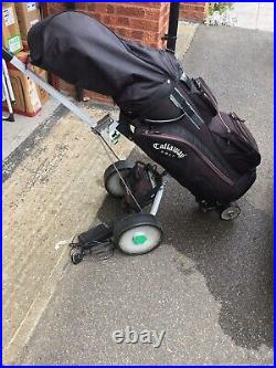 Hillbilly electric golf trolley + lithium battery & charger + callaway cart bag