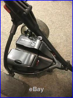 MotoCaddy S1 Electric Golf Trolley with ITE Lithium light battery on charger