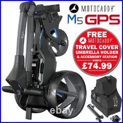 Motocaddy M5 Gps 18 Hole Lithium Golf Trolley +free £74.99 Accessory Pack