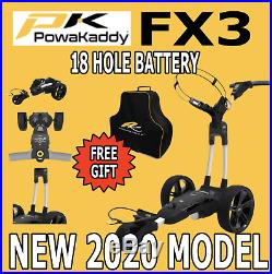 New Powakaddy FX3 Electric Golf Trolley 18 Hole Lithium White + FREE Gift