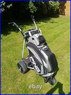 Ping Pioneer Golf Bag and Powacaddy Golf Trolley with Lithium Battery and Charge