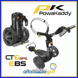 PowaKaddy CT6 GPS EBS Electric Golf Trolley 18 & 36 Hole Lithium Battery Black