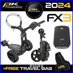 PowaKaddy FX3 Black Electric Golf Trolley 18 Hole Lithium +FREE TRAVEL BAG! 2024