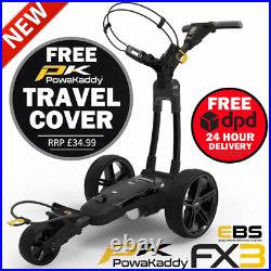 Powakaddy 2021 Fx3 Ebs 18 Hole Lithium Golf Trolley Black +free Travel Cover