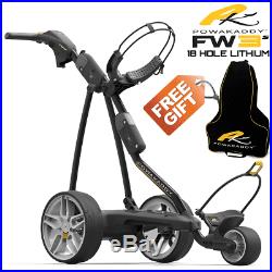 Powakaddy FW3s Black Electric Golf Trolley +18 Hole Lithium Battery +Free Gift